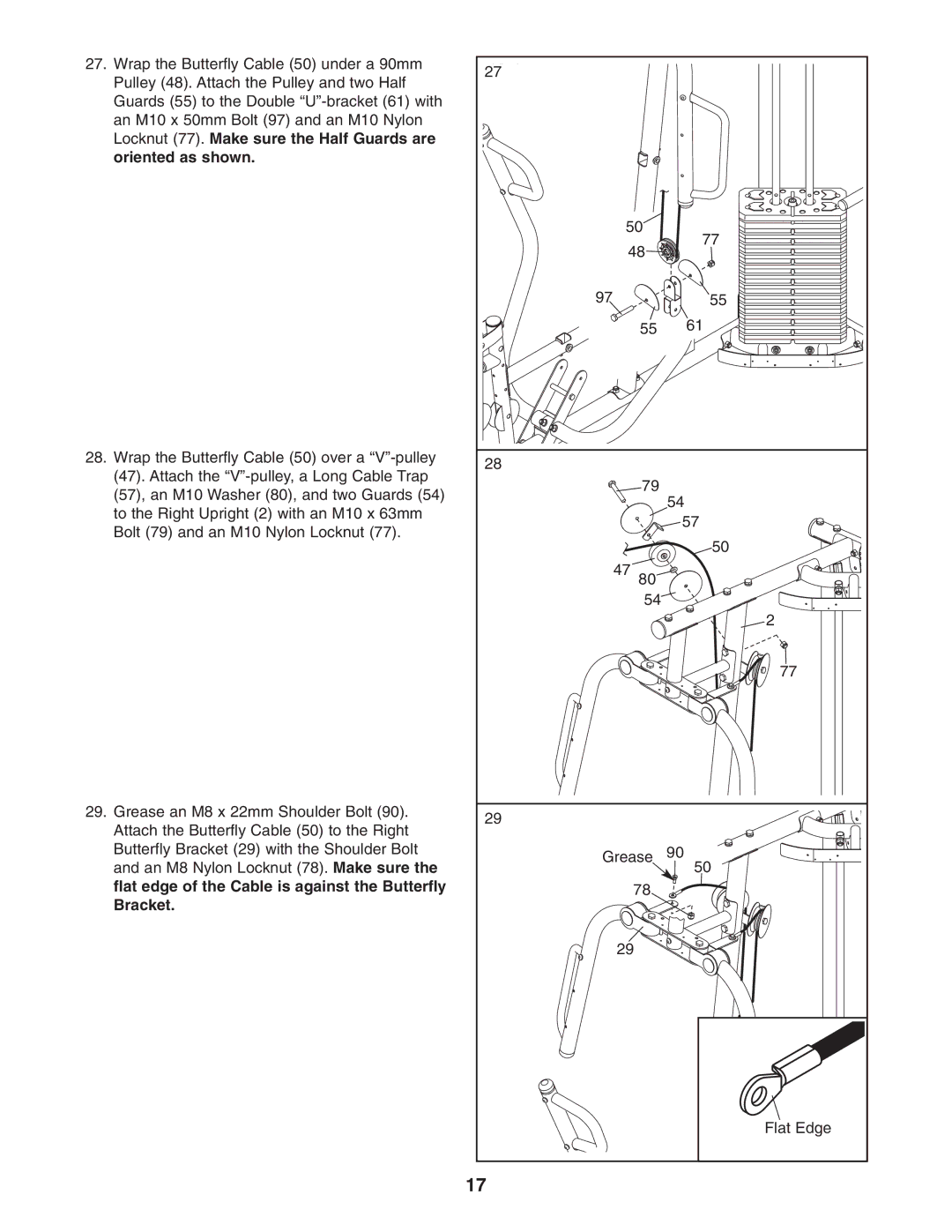 Weider 831.14623.0 user manual Locknut 77. Make sure the Half Guards are Oriented as shown 