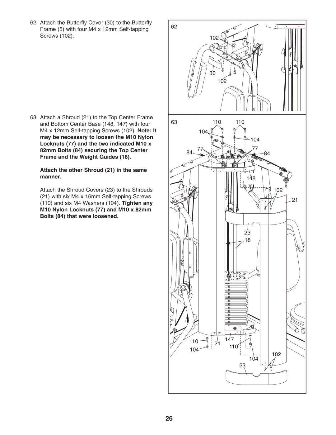 Weider 831.14623.0 user manual May be necessary to loosen the M10 Nylon 