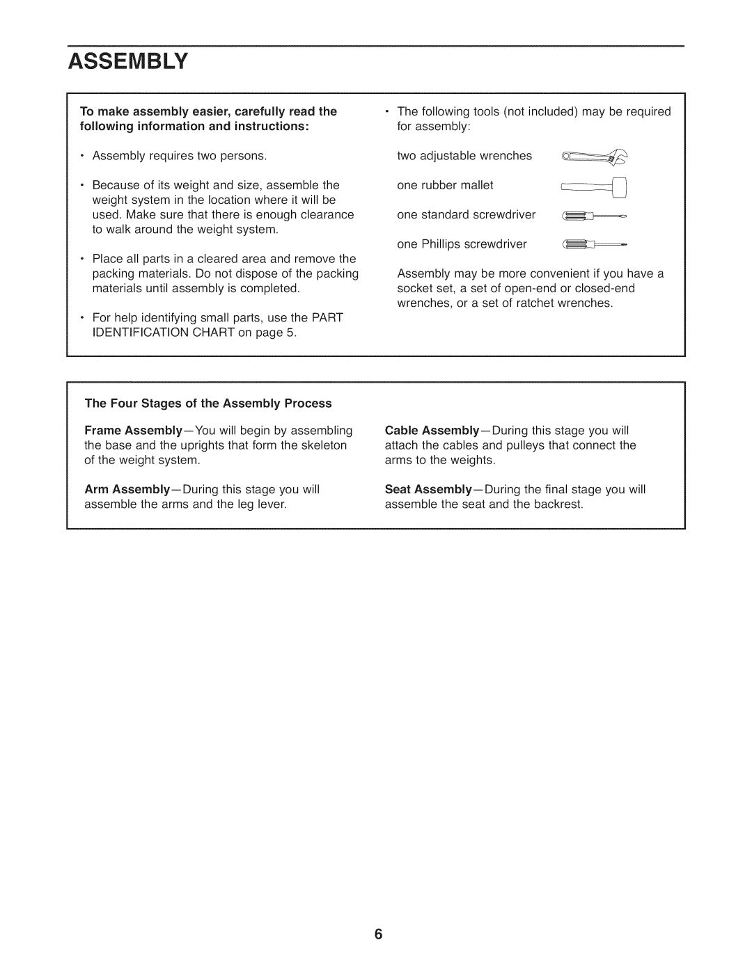 Weider 831.14922.0 user manual Assembly 