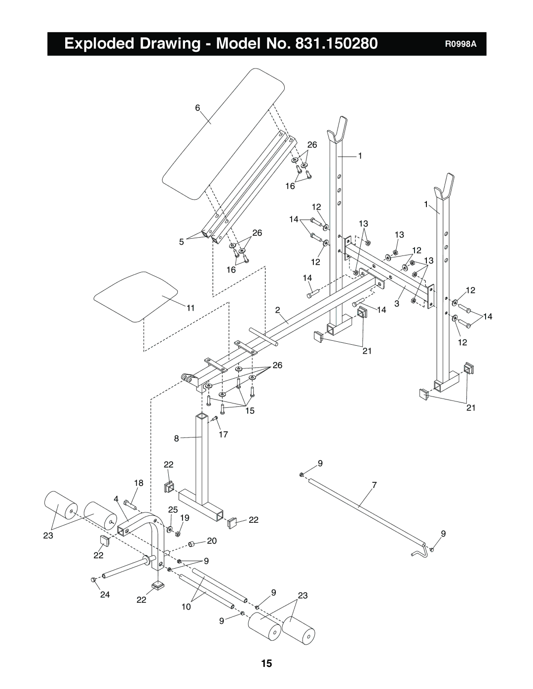 Weider 831.150280 user manual Exploded Drawing Model No 