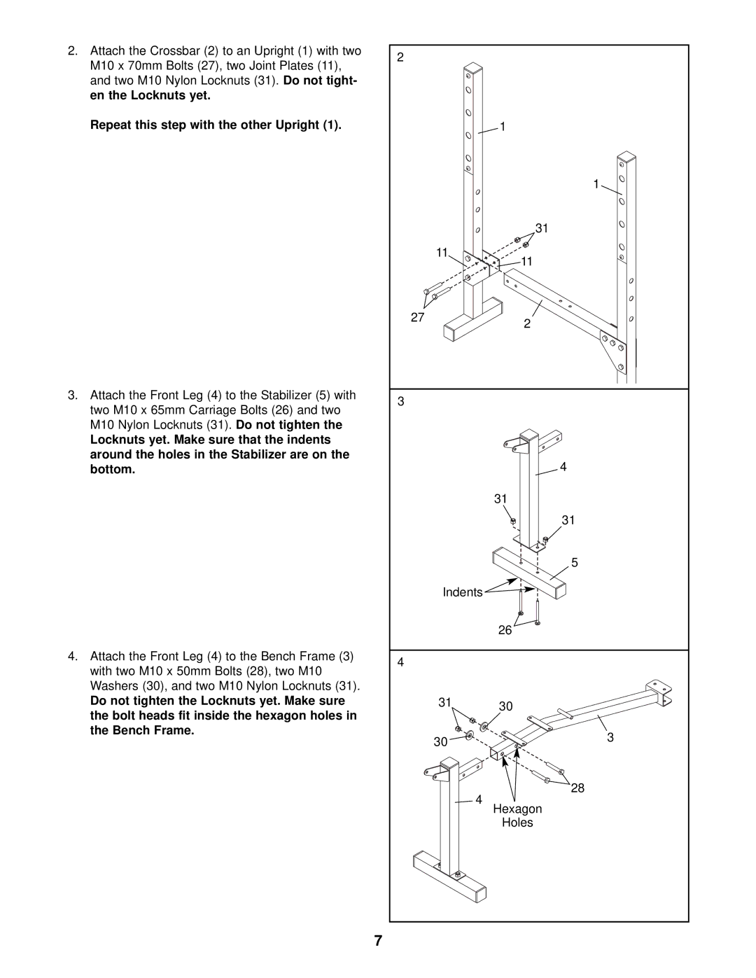 Weider 831.150291 user manual Repeat this step with the other Upright 