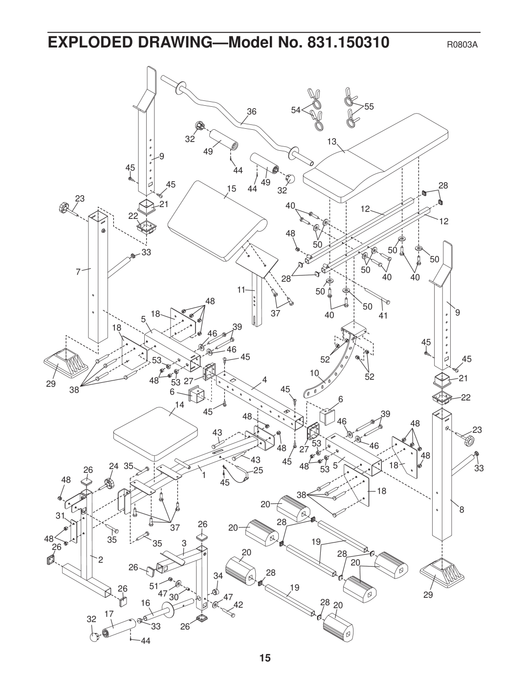 Weider 831.150310 user manual EXPLODED DRAWING-Model No, R0803A 