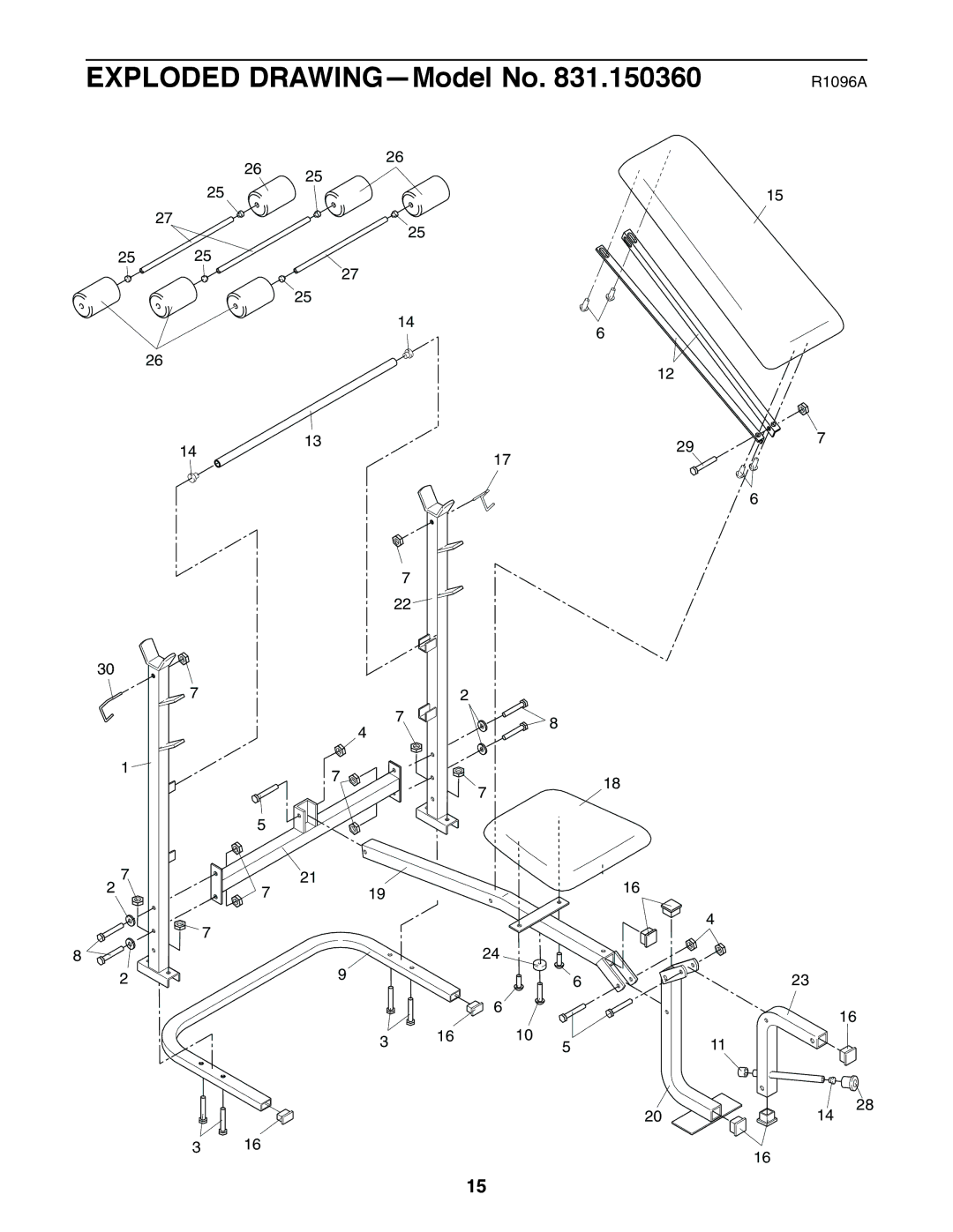 Weider 831.150360 user manual Exploded DRAWING-Model No 