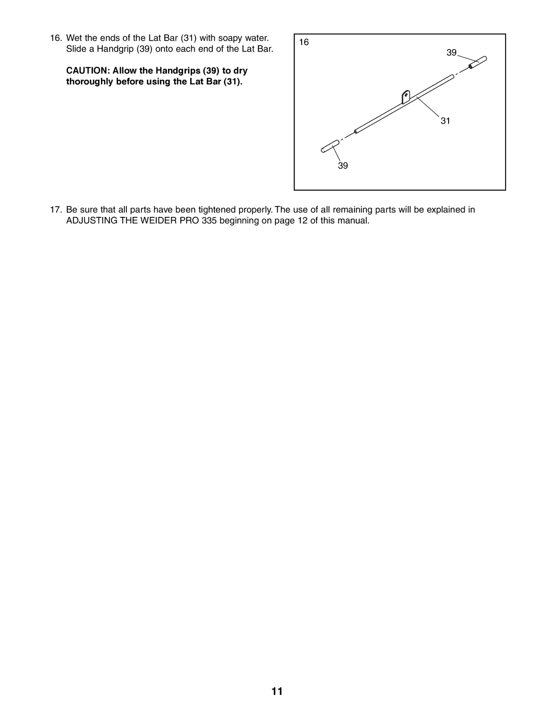 Weider PRO 335, 831.150380 user manual 