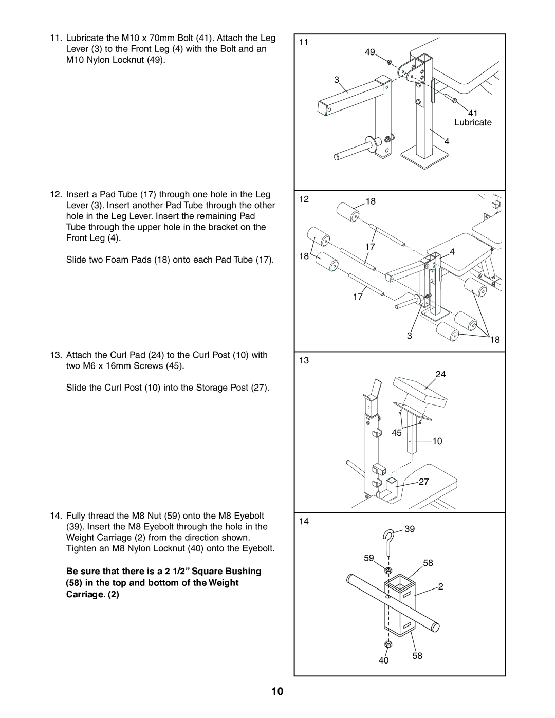 Weider 831.150381 user manual Lubricate 