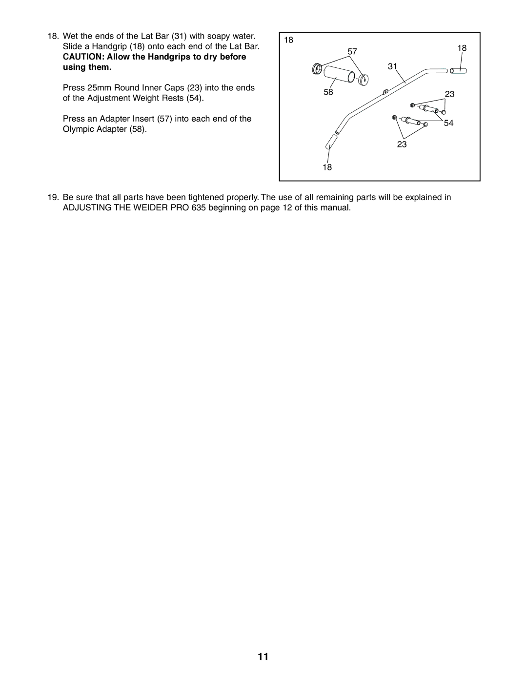 Weider 831.150390 user manual 