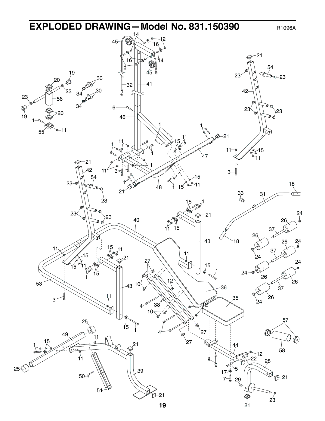 Weider 831.150390 user manual Exploded DRAWING-Model No 