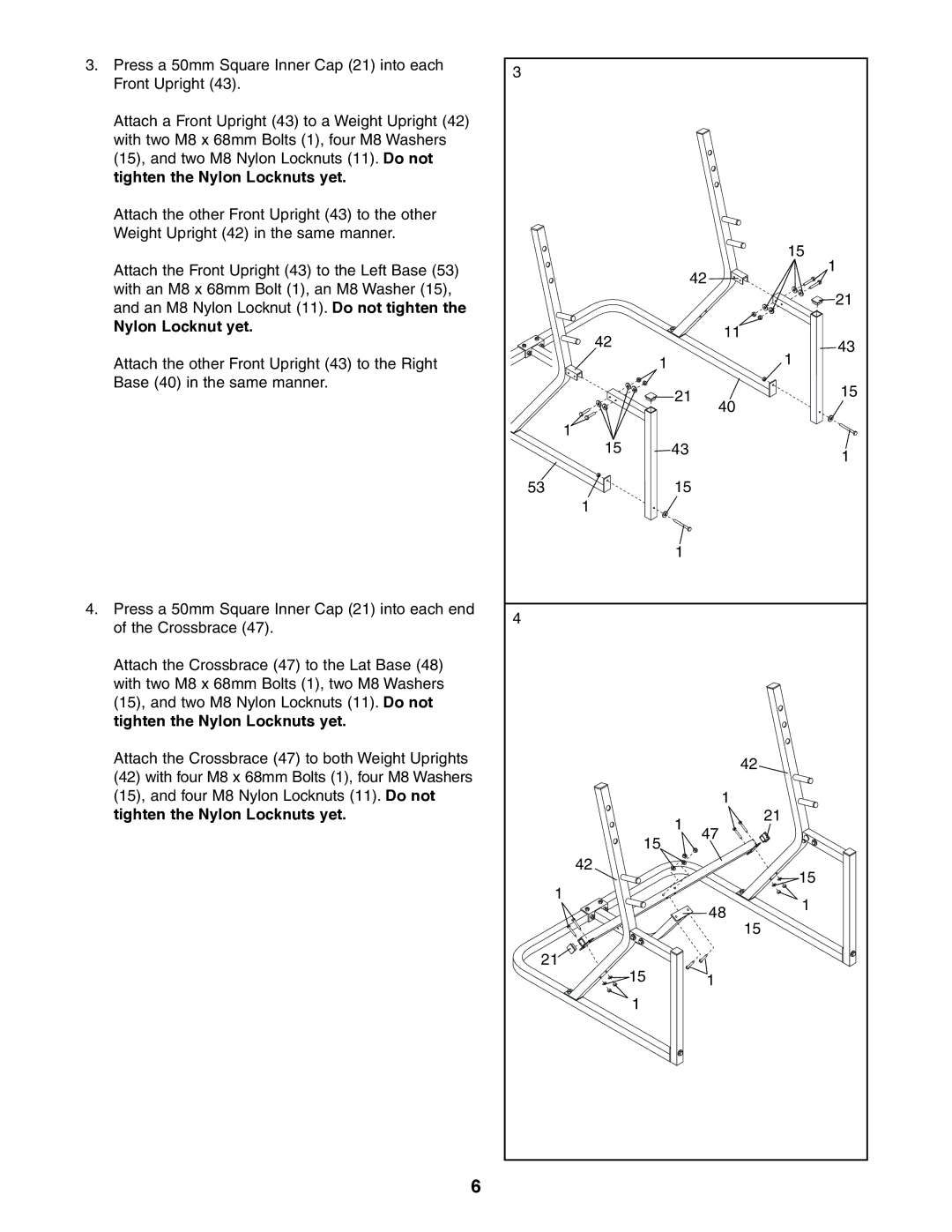 Weider 831.150390 user manual Nylon Locknut yet 