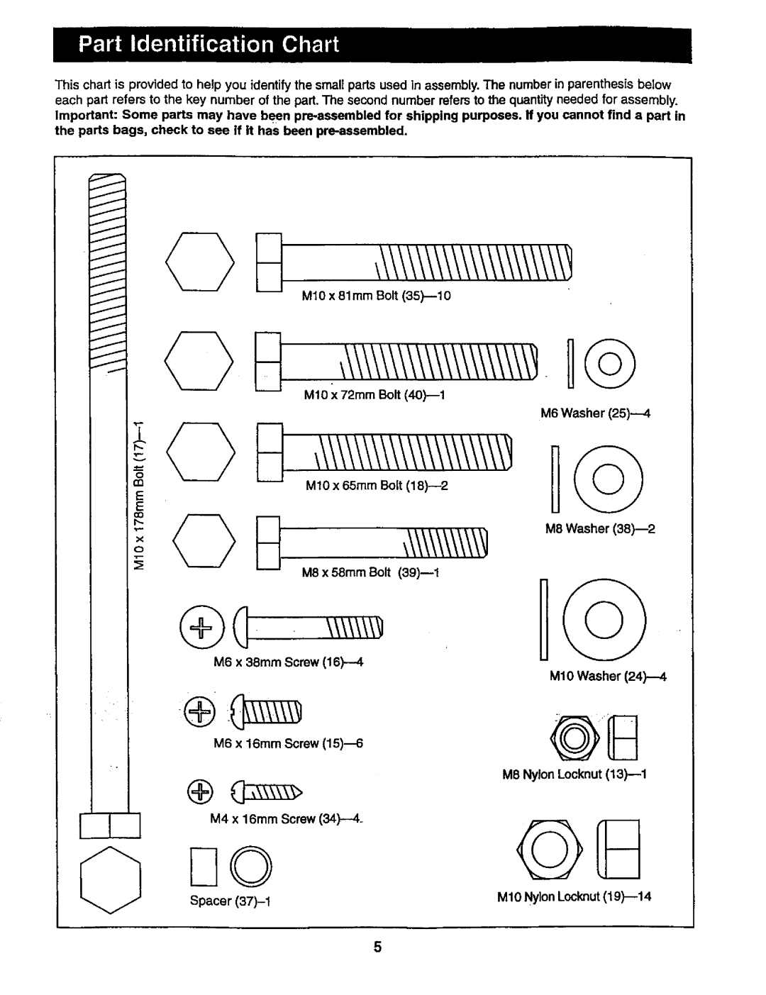 Weider 831,150,741 user manual M8 x 58mm Bolt 