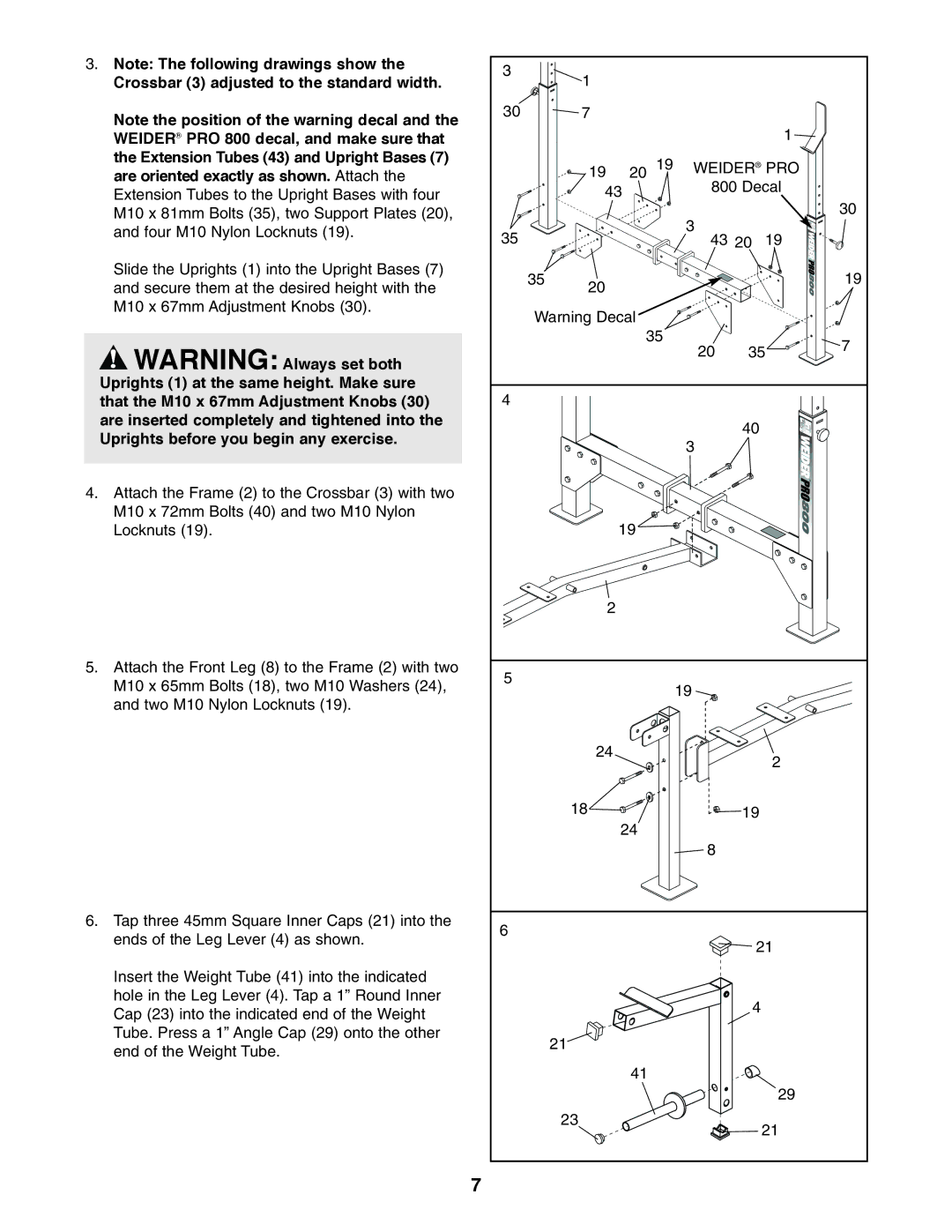 Weider 831.150742 user manual Weider PRO 