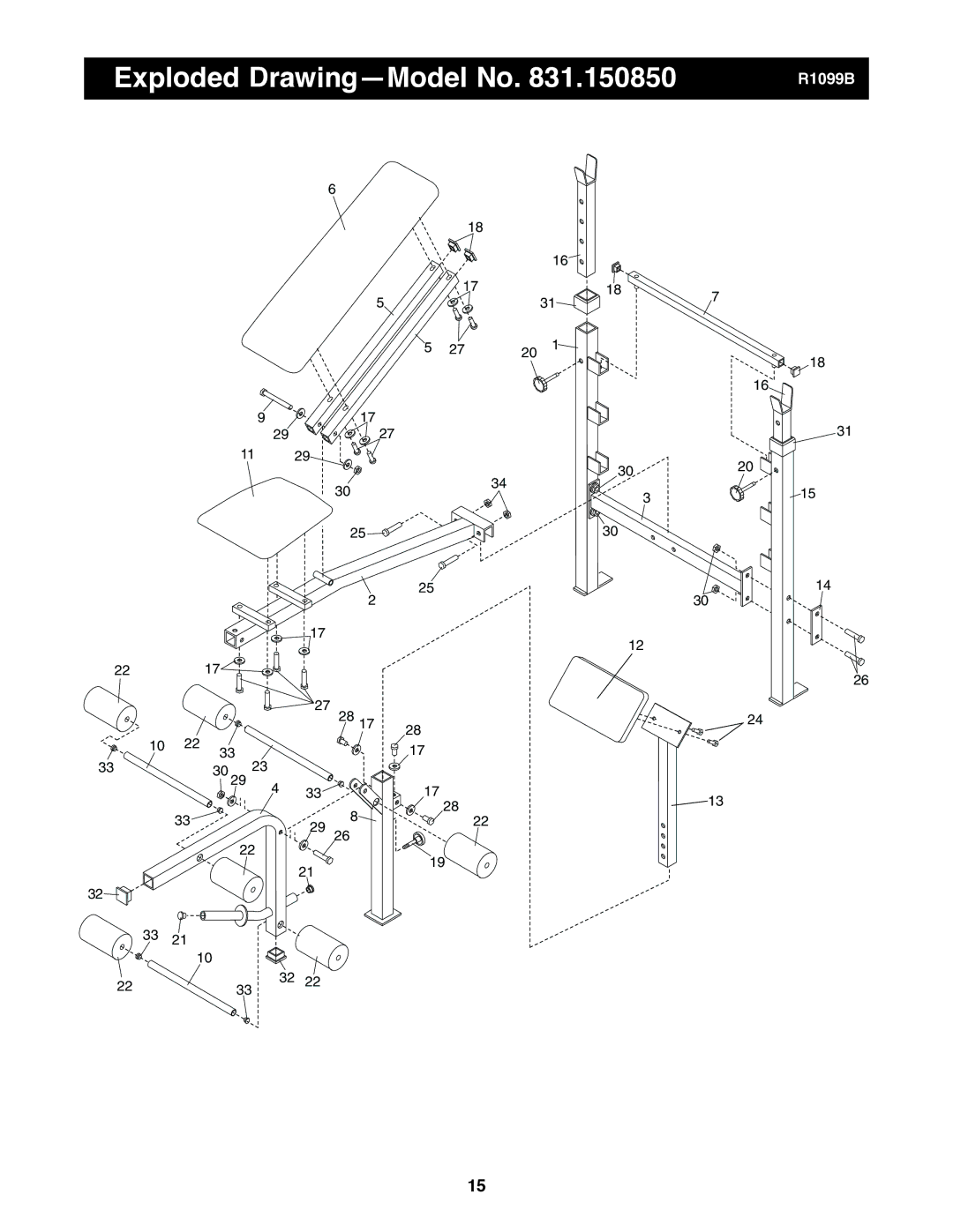 Weider 831.150850 user manual Exploded Drawing-Model No 