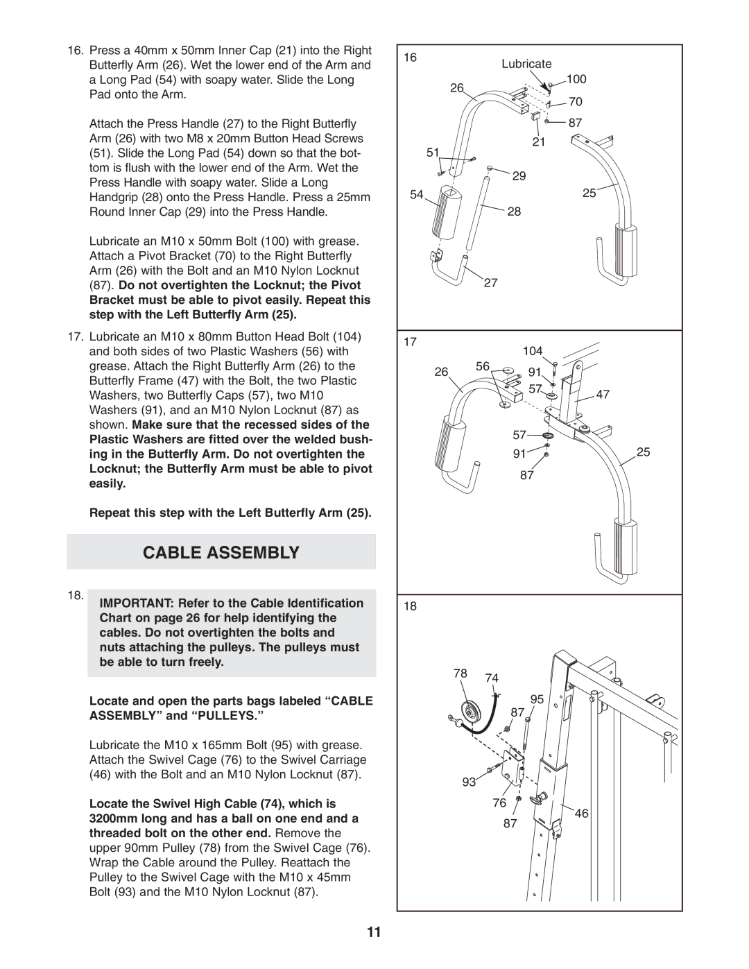 Weider 831.153932 user manual Cable Assembly 