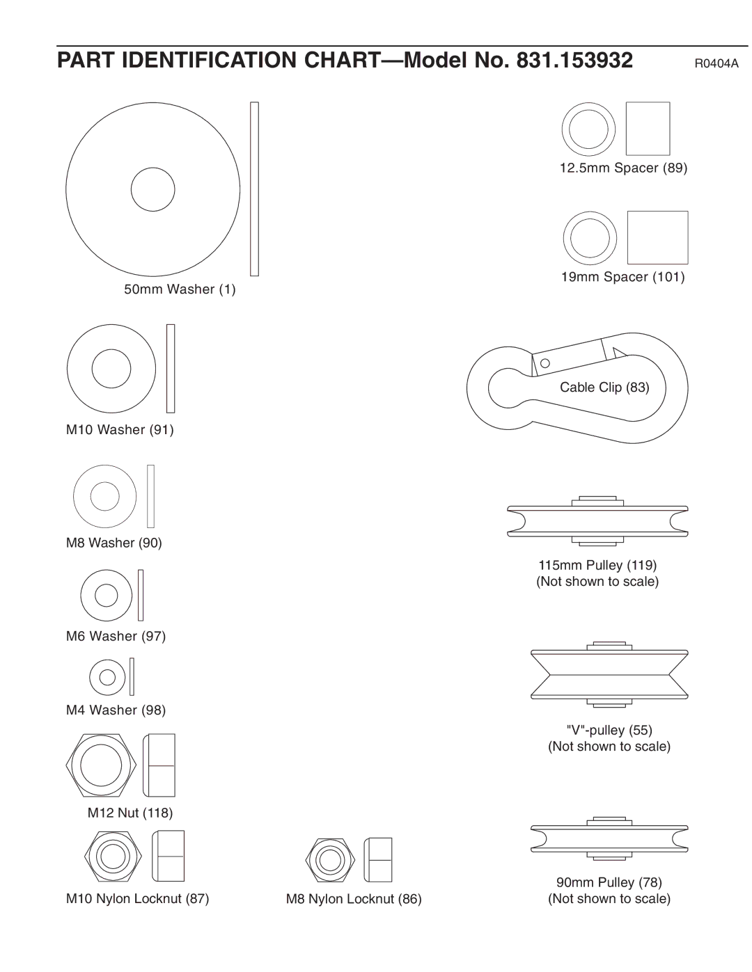 Weider 831.153932 user manual Part Identification CHART-Model No, R0404A 