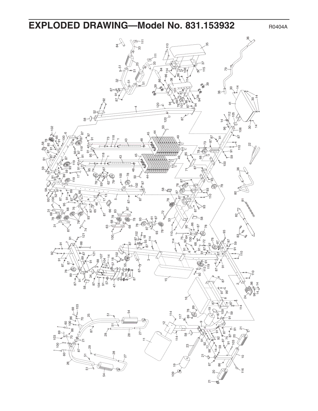 Weider 831.153932 user manual Exploded DRAWING-Model No 