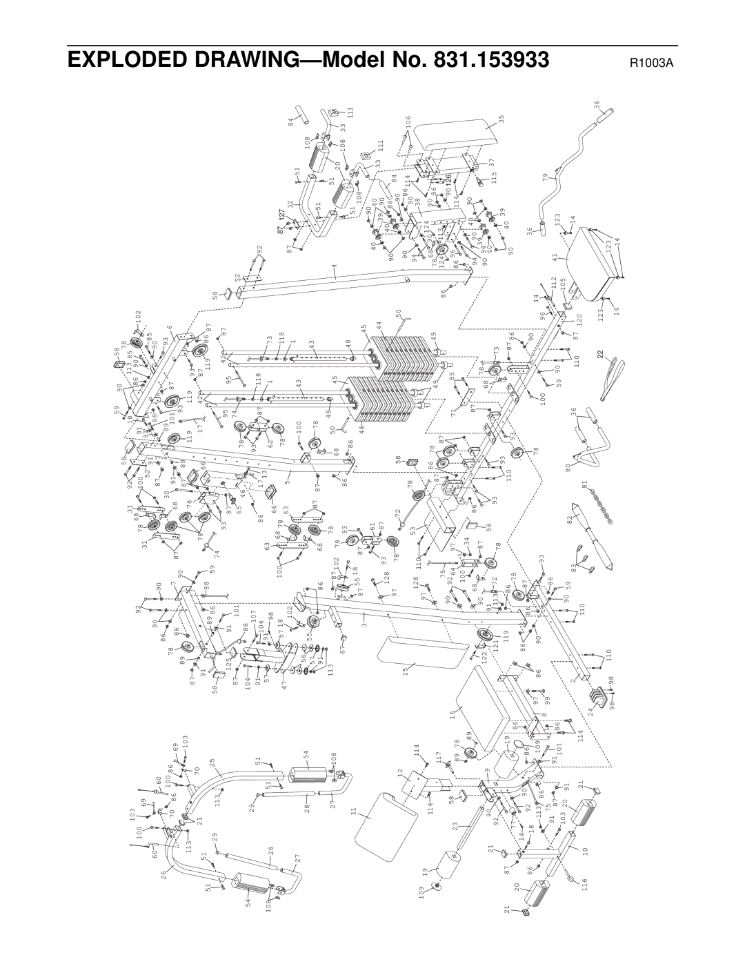 Weider 831.153933 user manual Exploded DRAWING-Model No 