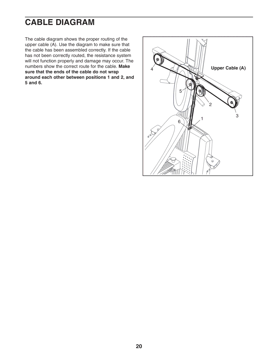 Weider 831.153971 user manual Cable Diagram, Upper Cable a 