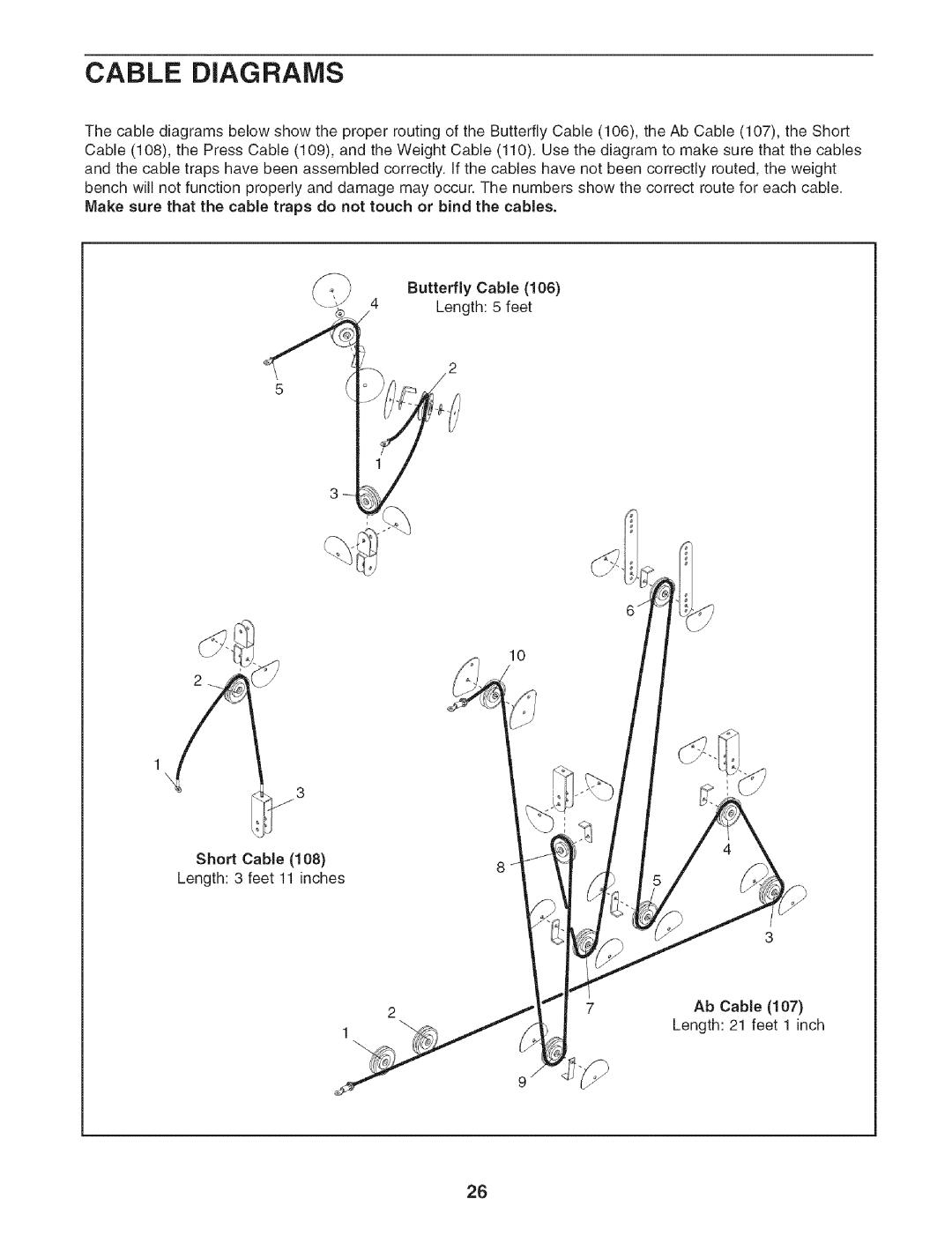 Weider 831.154021 user manual Cable Diagrams 