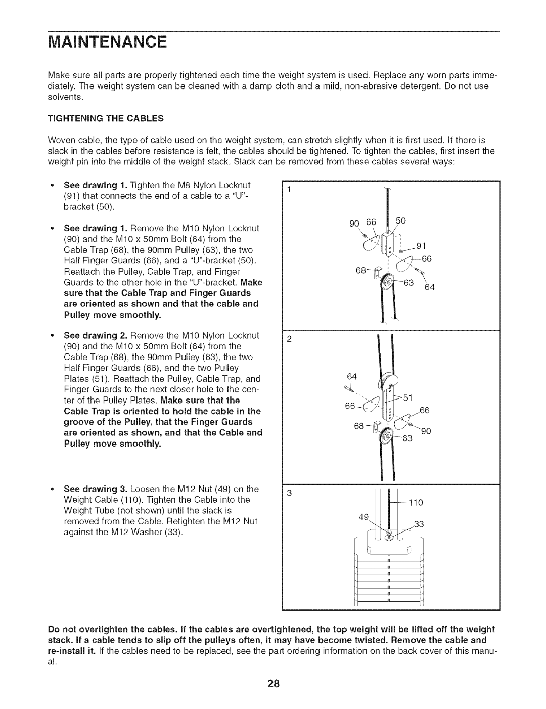 Weider 831.154021 user manual Maintenance 