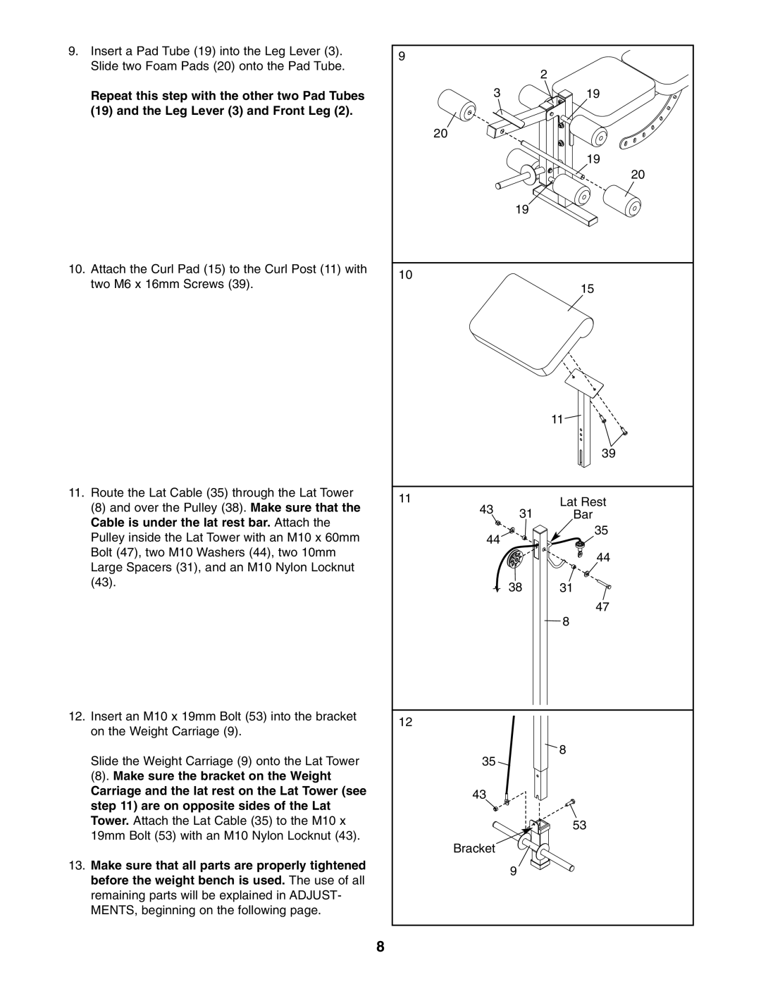 Weider 831.15609.0 user manual Lat Rest 