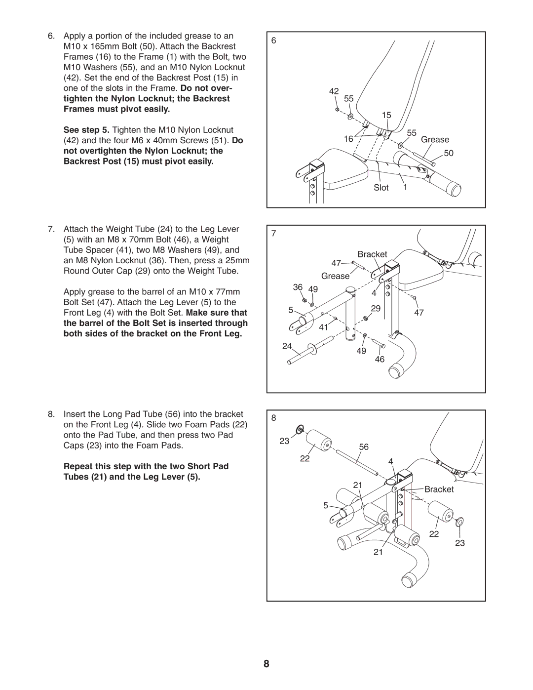 Weider 831.15715.0 user manual Bracket 