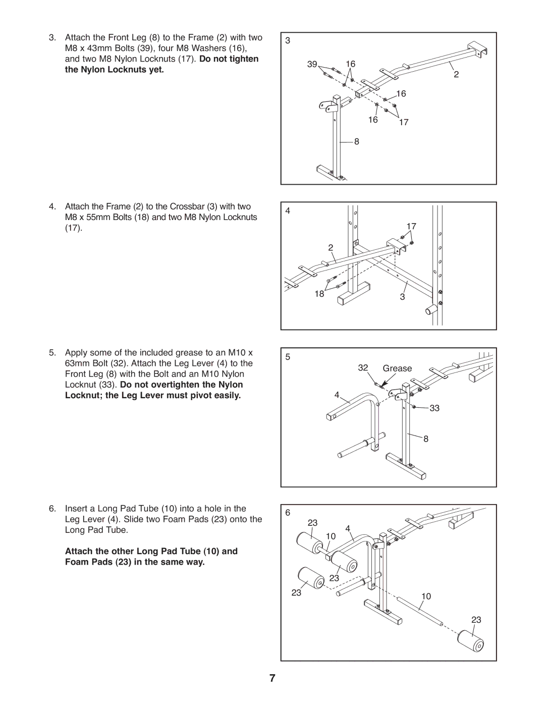 Weider 831.15791.1 user manual Nylon Locknuts yet 