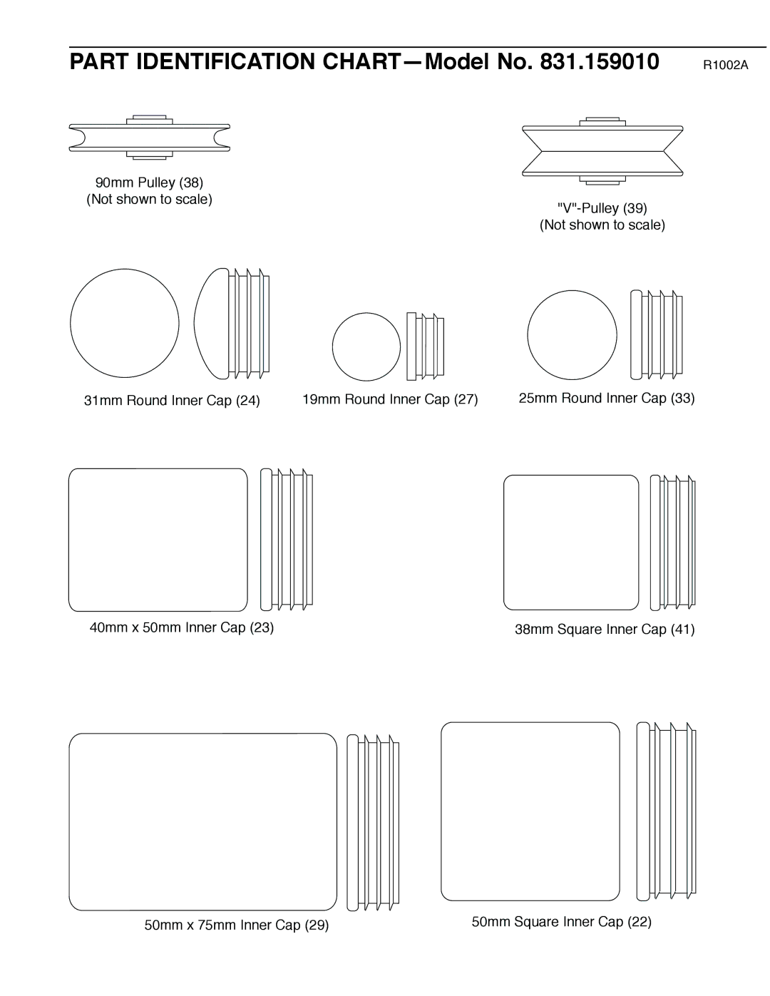 Weider 831.159010 user manual Part Identification CHART-Model No .159010 R1002A 