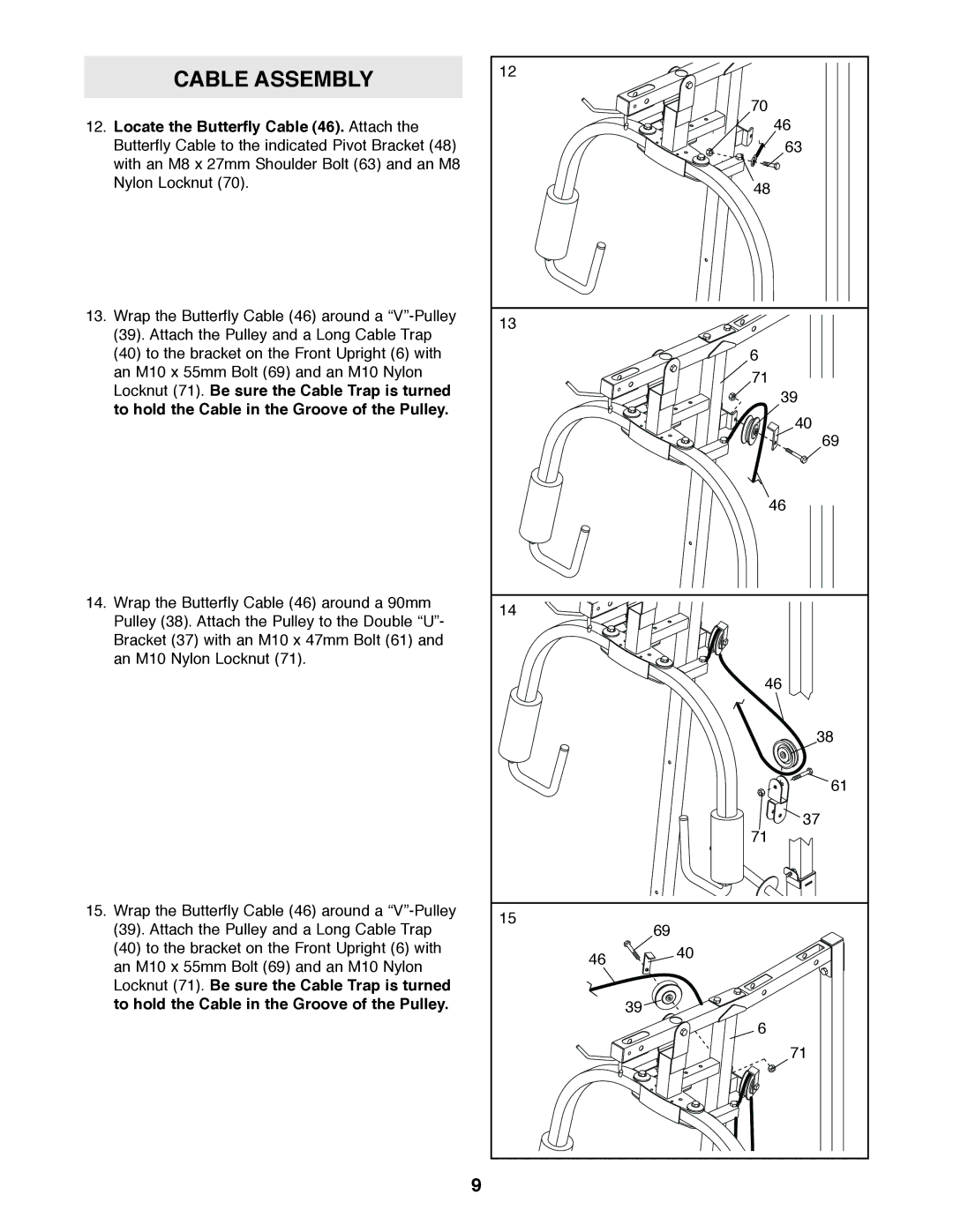 Weider 831.159010 user manual Cable Assembly 