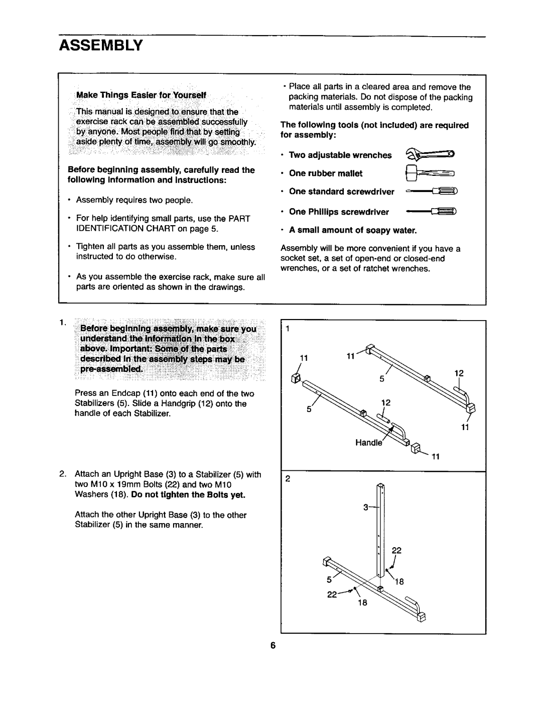 Weider 831.1591 user manual Assembly 