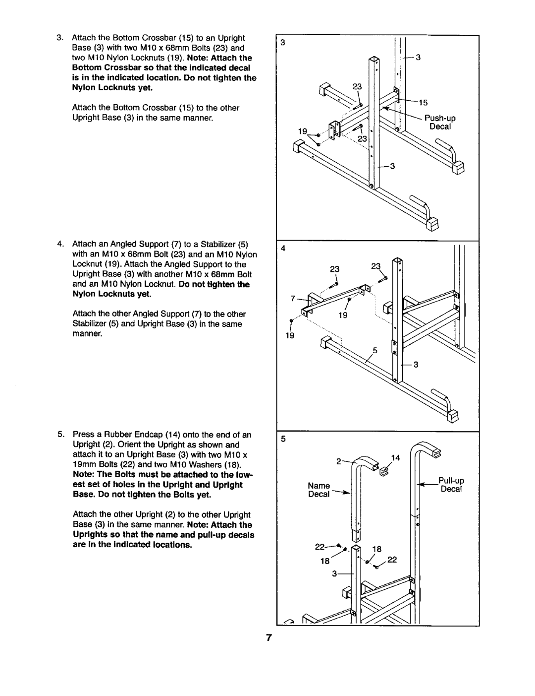 Weider 831.1591 user manual Nylon Locknuts yet 