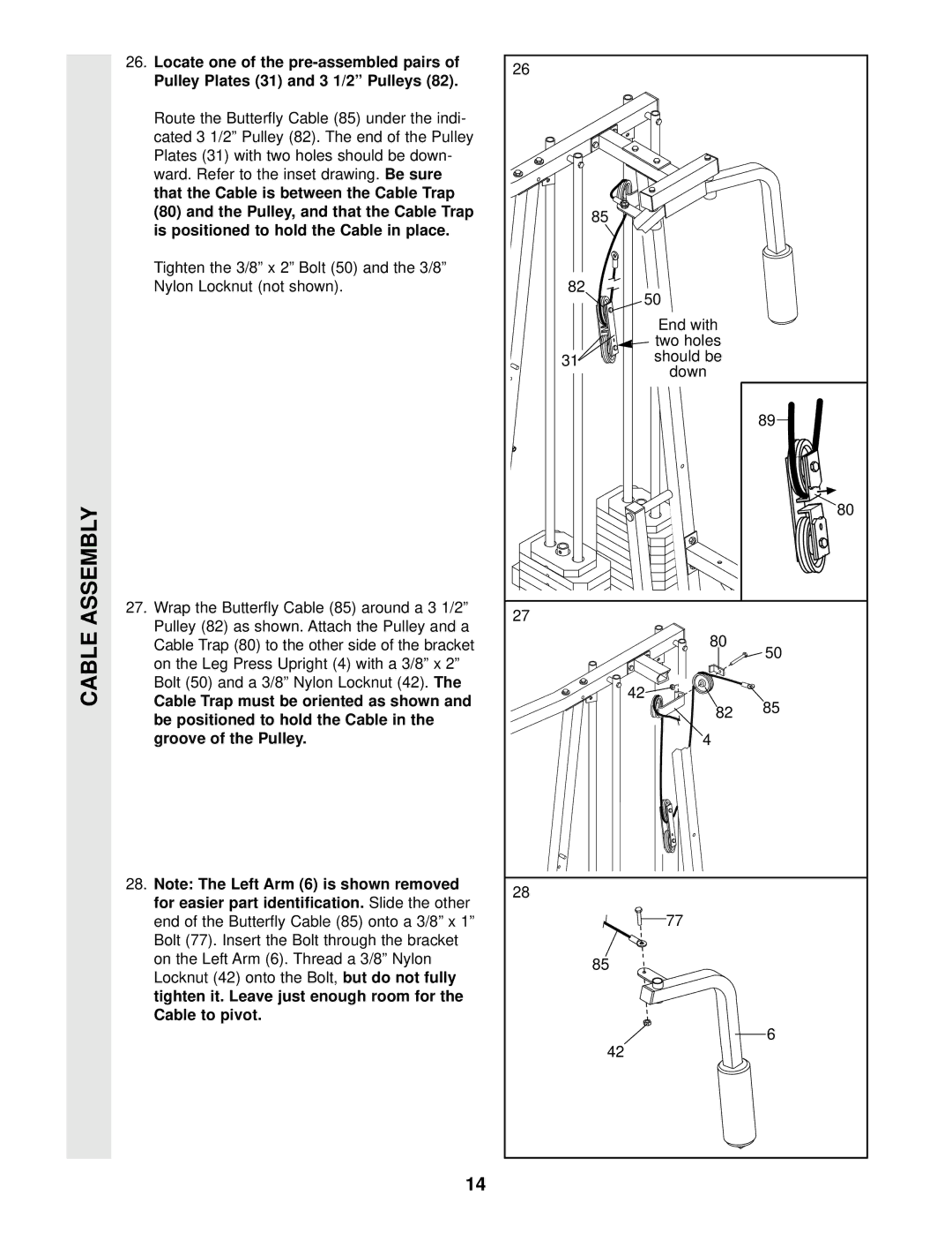 Weider 831.159290 user manual End with Two holes Should be Down 