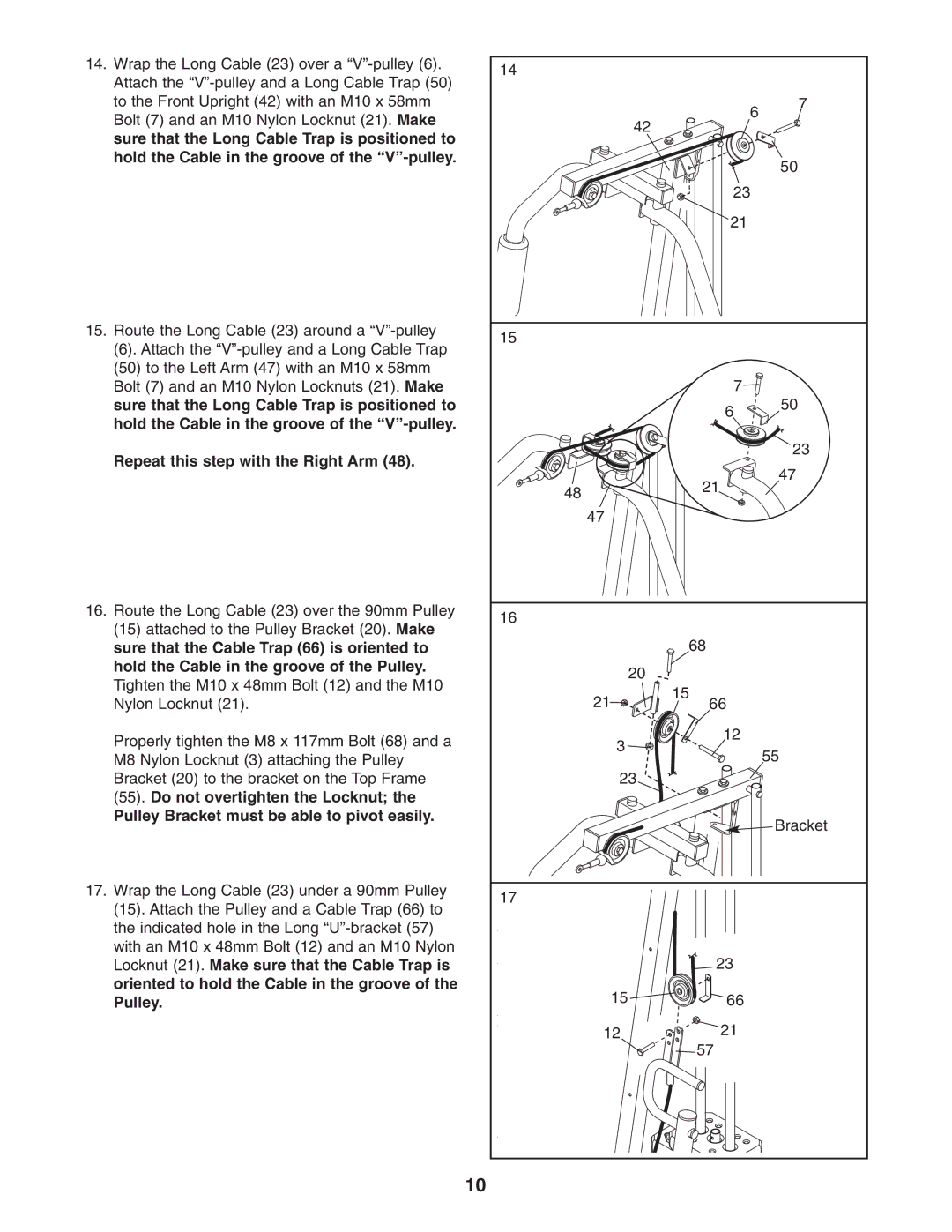 Weider 831.159301 user manual Bracket 