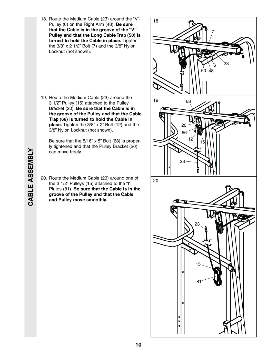 Weider 831.159360 user manual Cable Assembly 