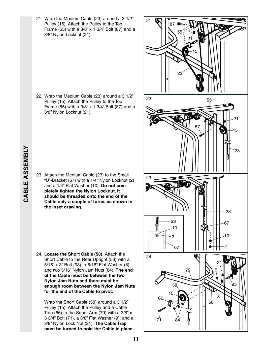 Weider 831.159360 user manual Cable Assembly 