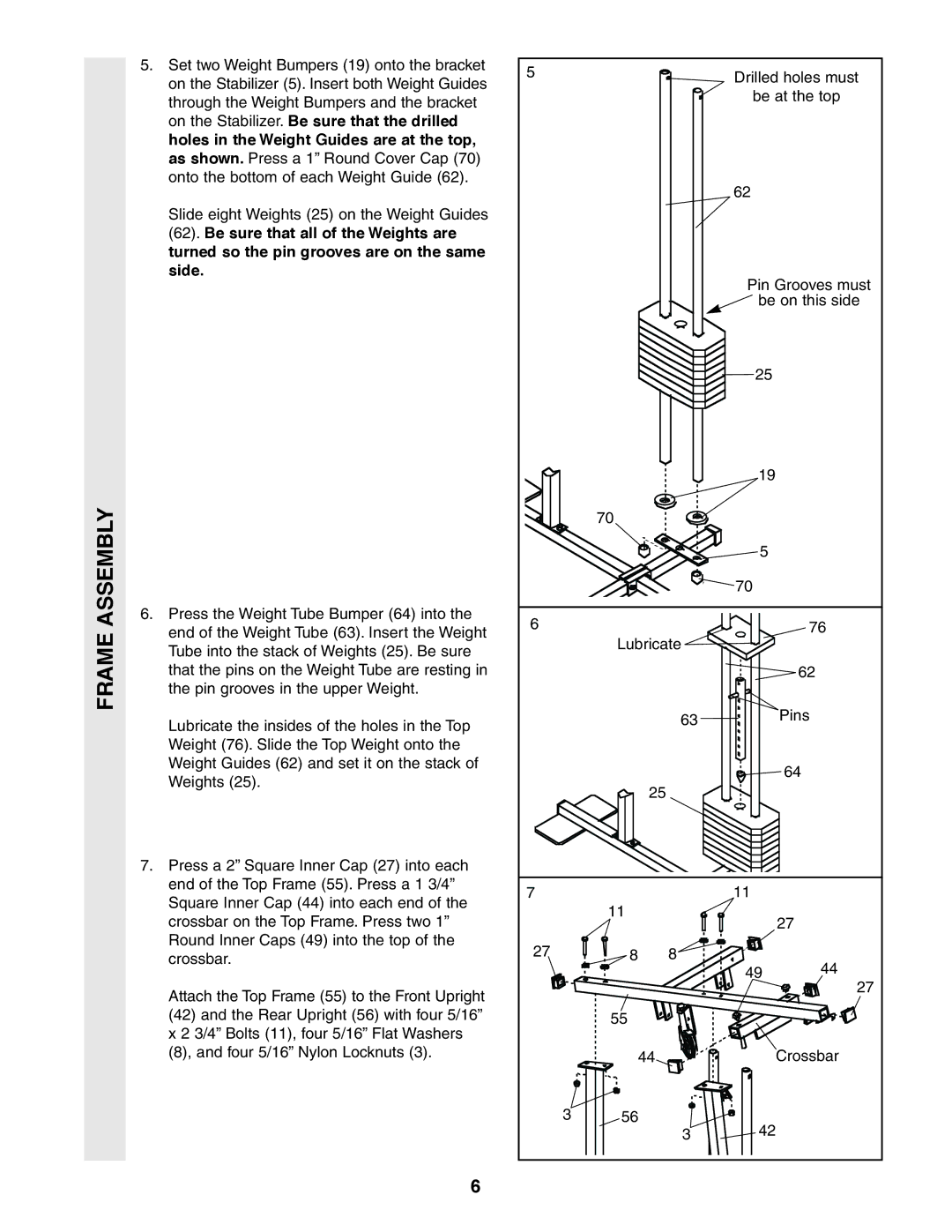 Weider 831.159360 user manual Frame Assembly 