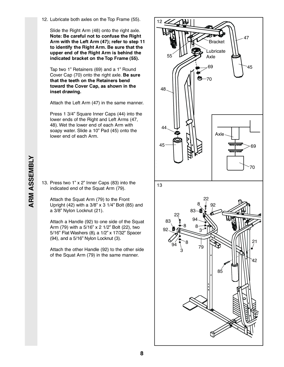 Weider 831.159360 user manual ARM Assembly 