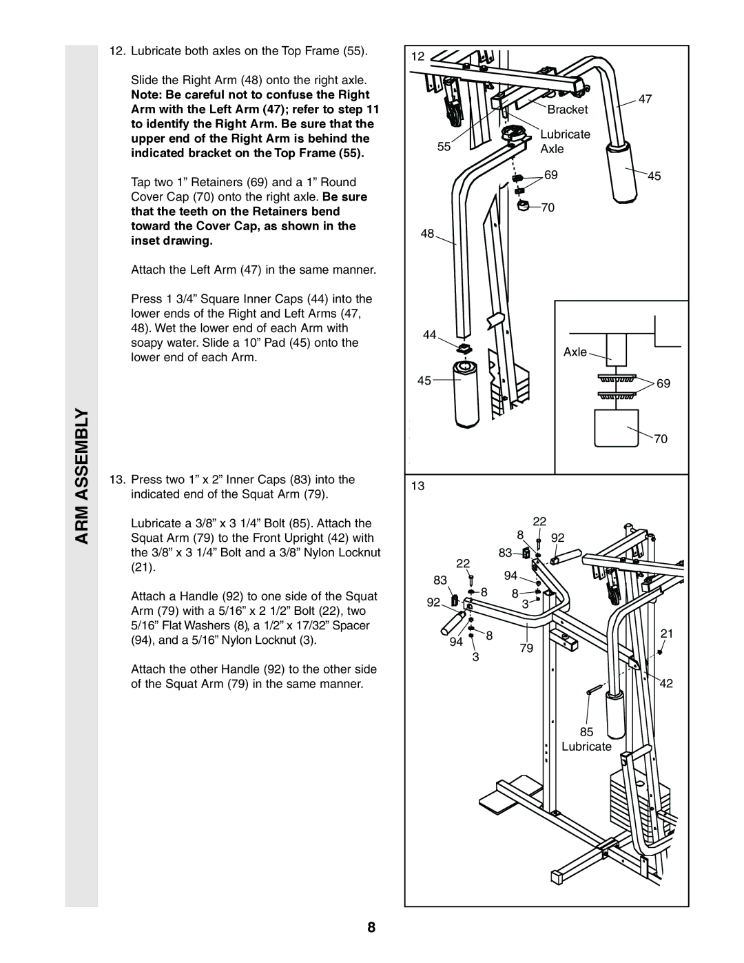 Weider 831.159361 user manual ARM Assembly 