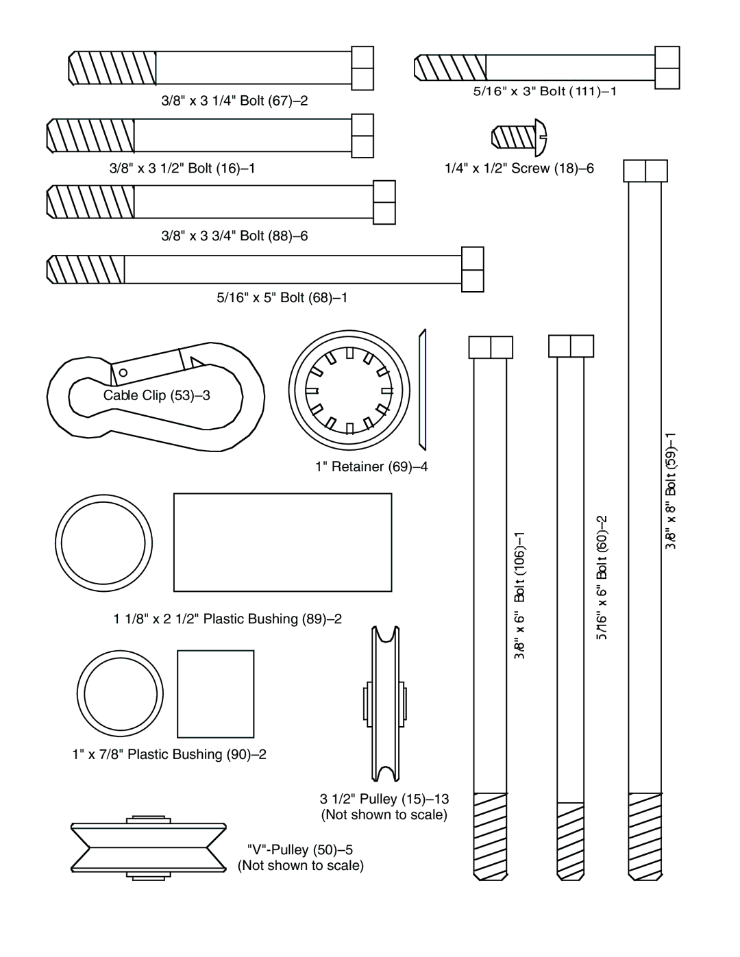 Weider 831.159380 user manual X 3 1/4 Bolt 