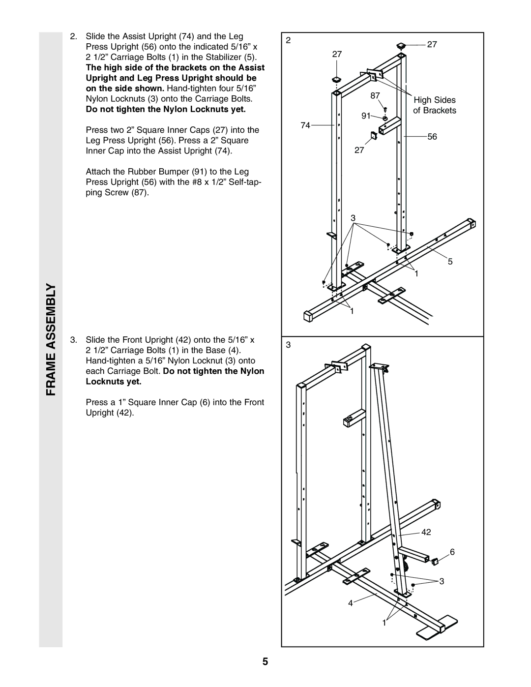 Weider 831.159380 user manual Locknuts yet 