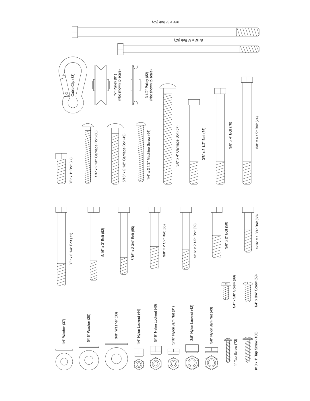 Weider 831.159390 user manual X 3 1/4 Bolt 