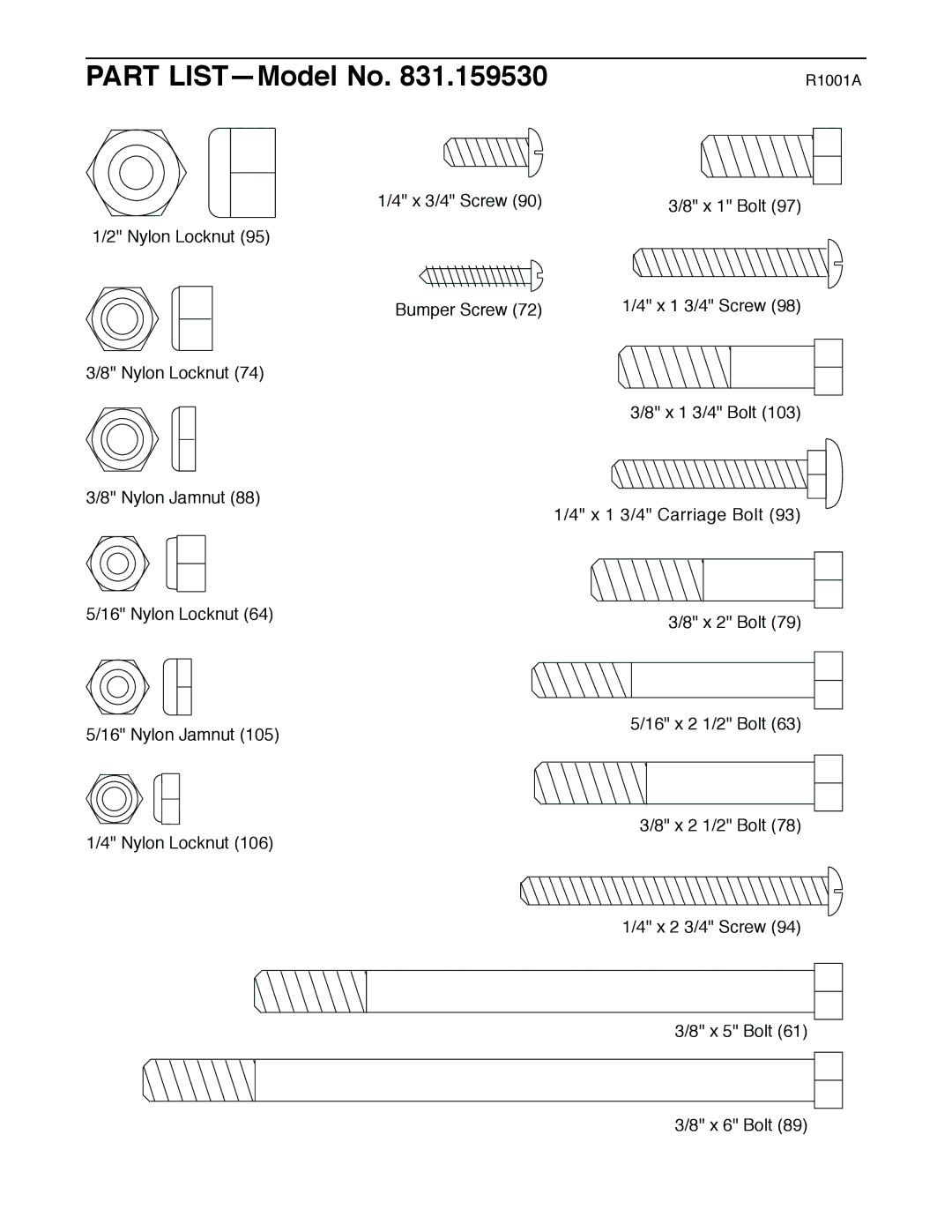 Weider 831.159530 user manual Part LIST-Model No 