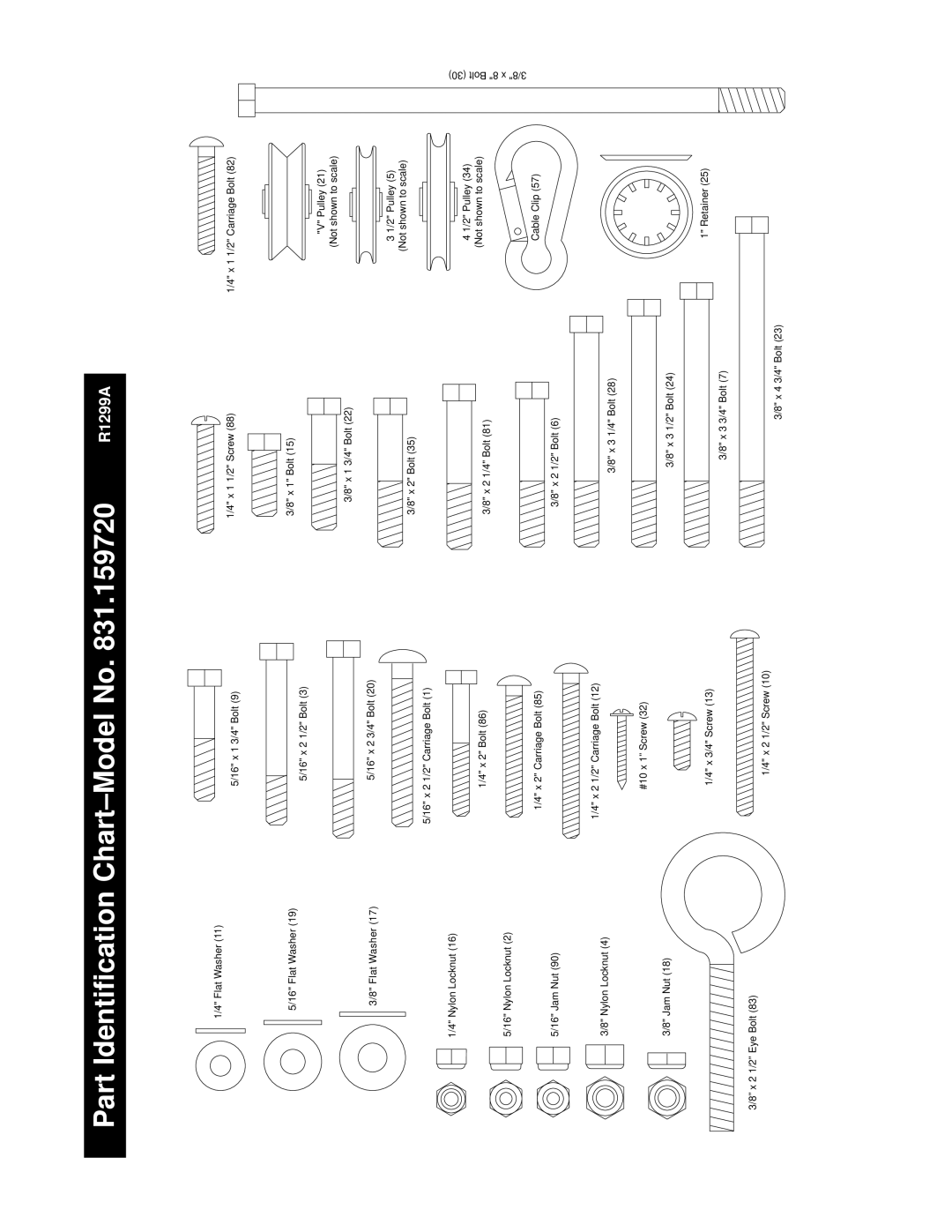 Weider 831.159720 user manual Part Identification Chart-Model No, R1299A 