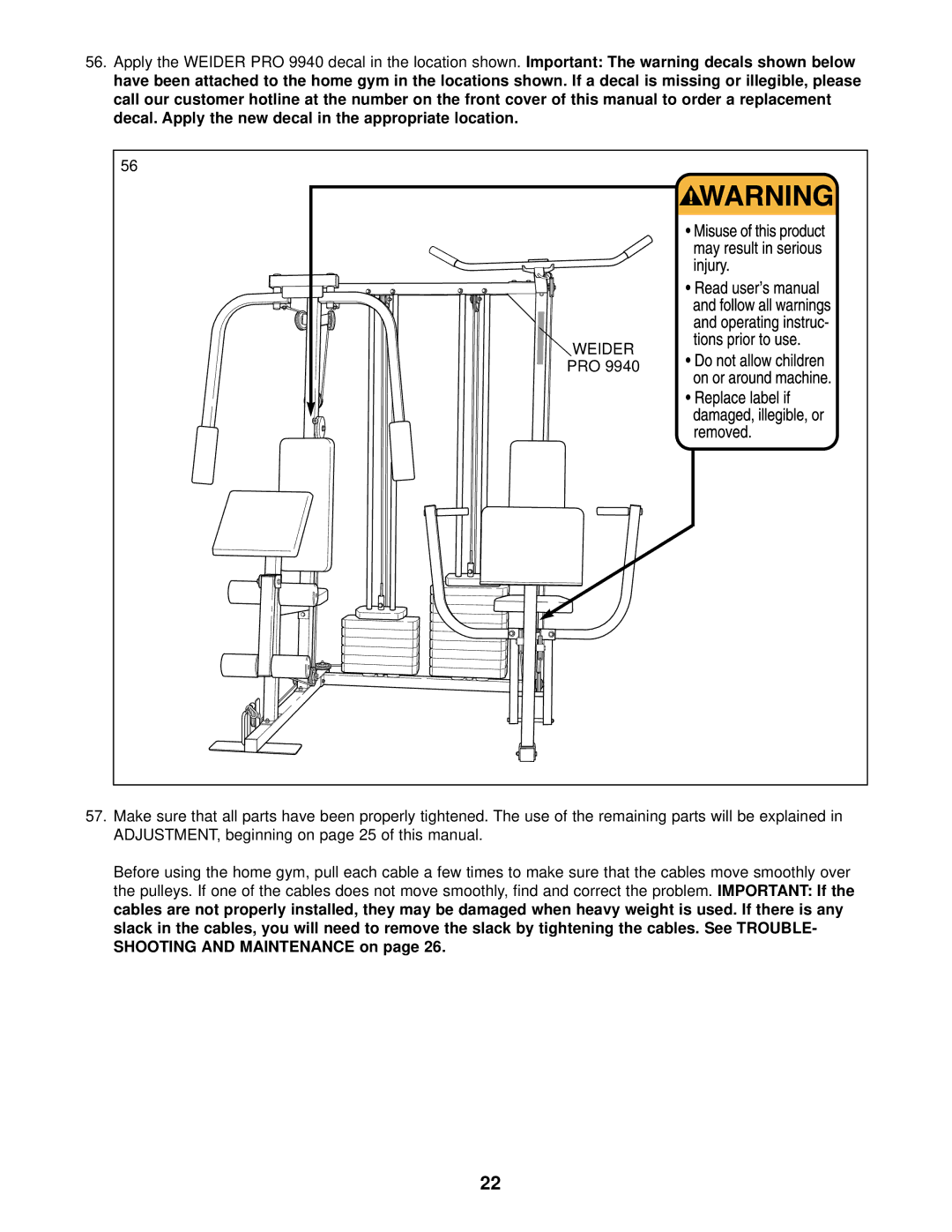 Weider 831.159730 user manual Weider 