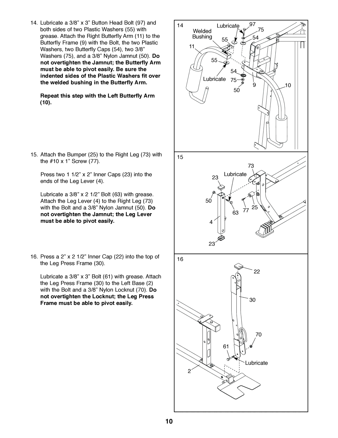 Weider 831.159820 user manual Lubricate 