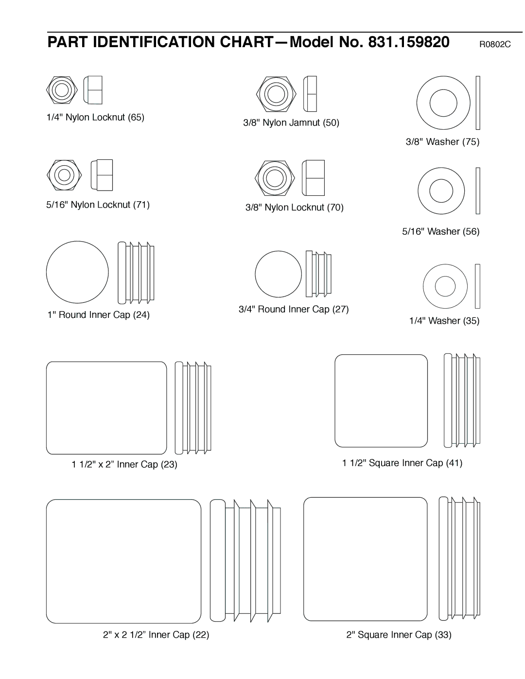 Weider 831.159820 user manual Part Identification CHART-Model No .159820 R0802C 