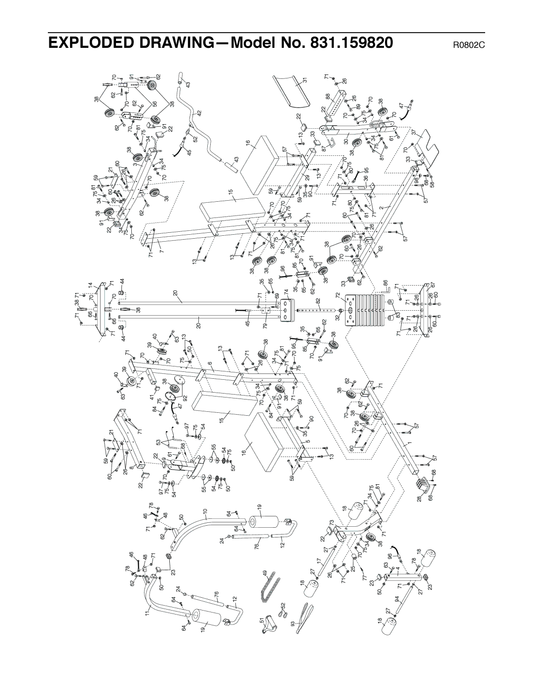 Weider 831.159820 user manual Exploded DRAWING-Model No 