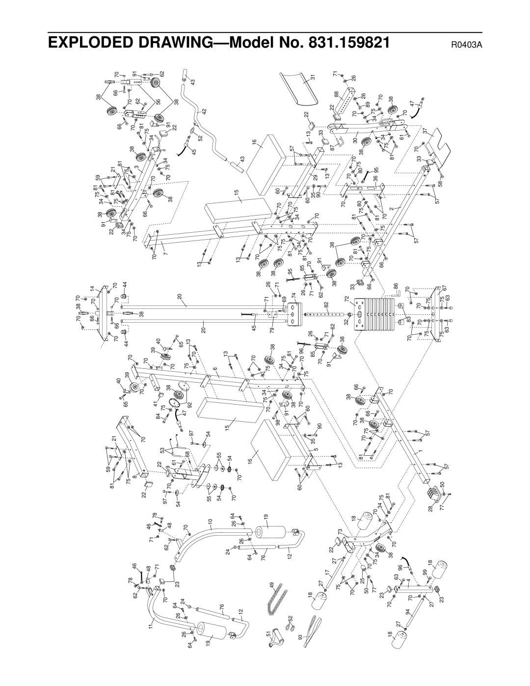 Weider 831.159821 user manual DRAWING-Model No, R0403A 