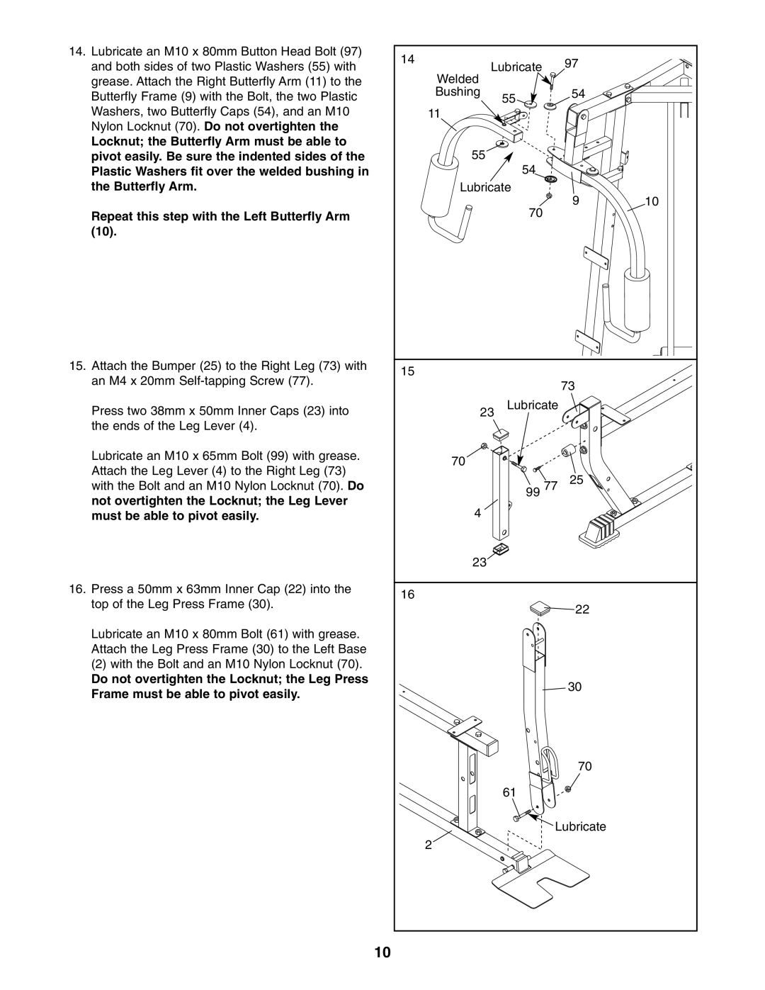 Weider 831.159822 user manual Repeat this step with the Left Butterfly Arm 