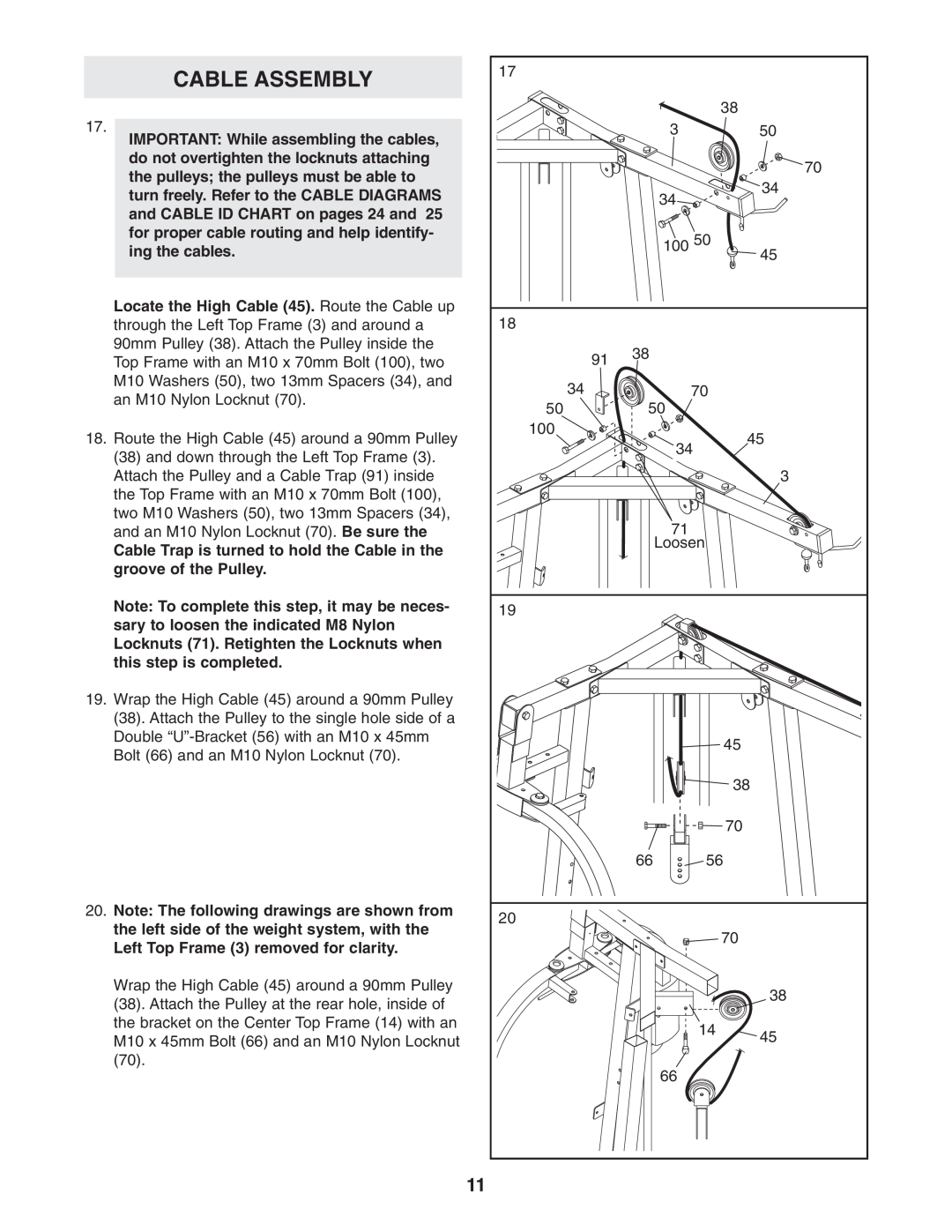 Weider 831.159822 user manual Cable Assembly 