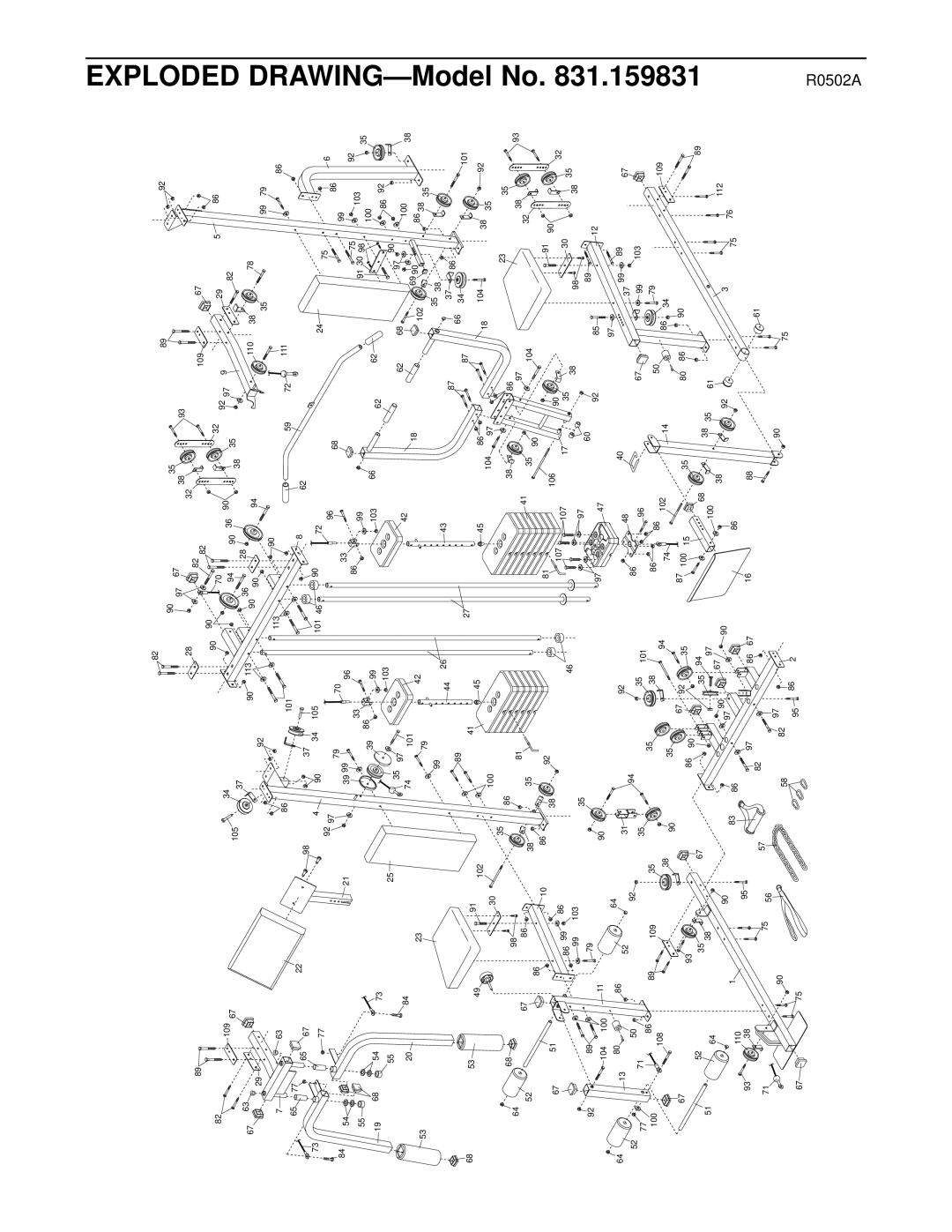 Weider 831.159831 user manual Exploded DRAWING-Model No 