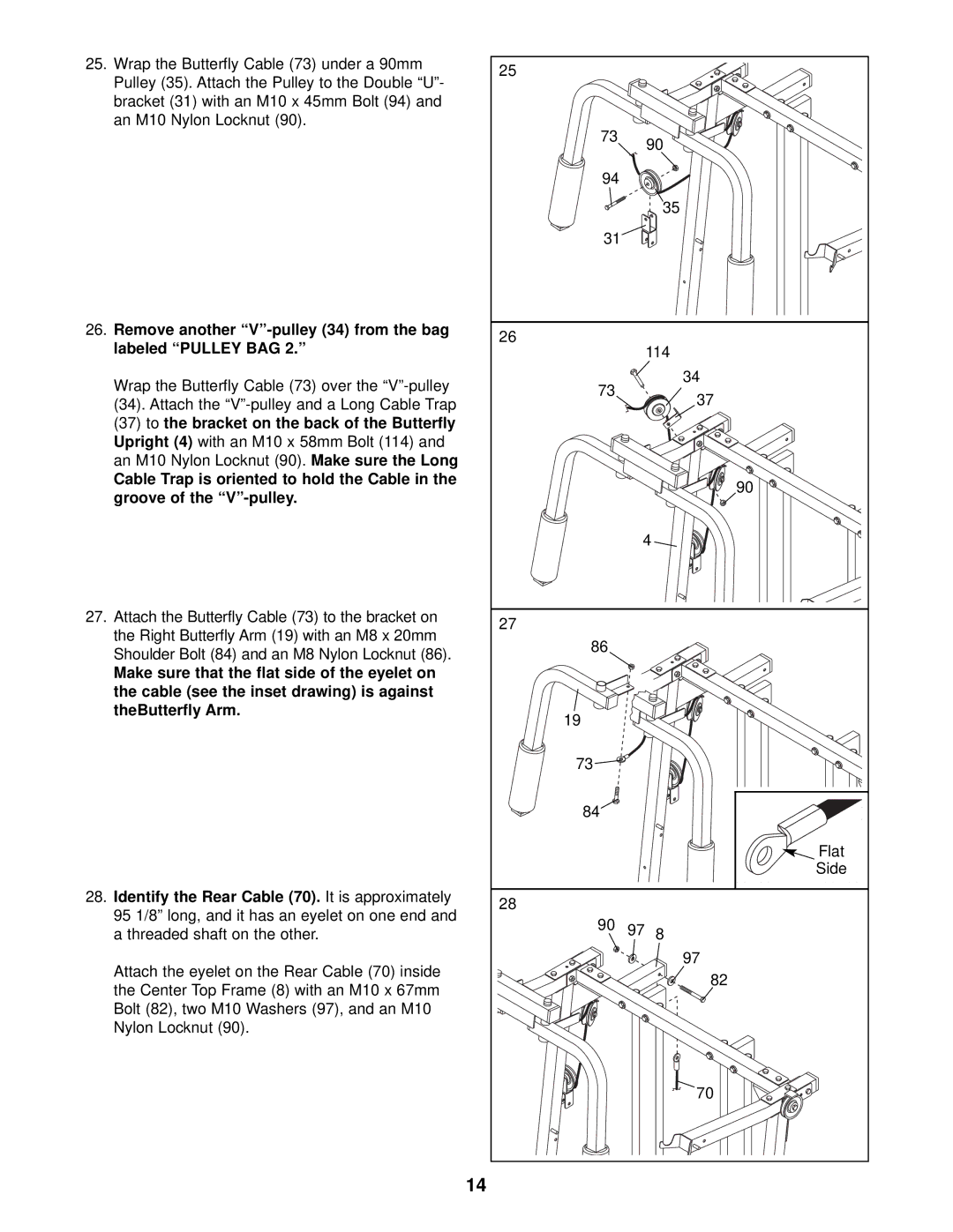 Weider 831.159833 user manual Remove another V-pulley 34 from the bag Labeled Pulley BAG 